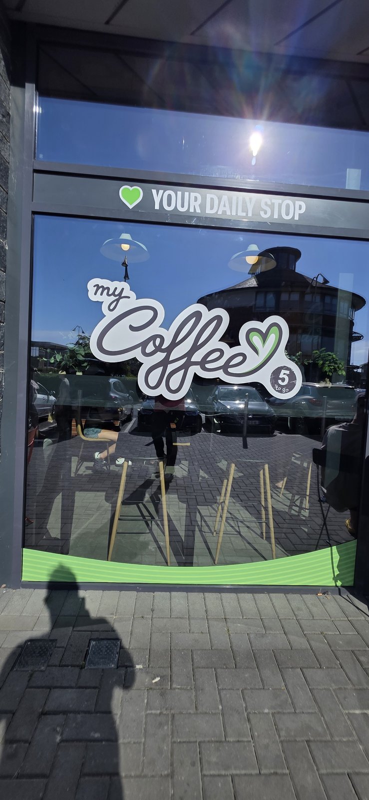 My Coffee window decal graphics by Shop Front Makers